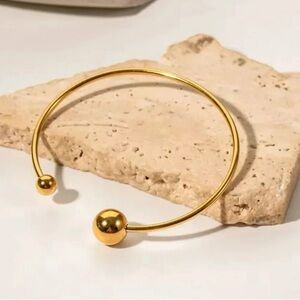 Gold Ball Stainless Steel Waterproof Bangle Bracelet